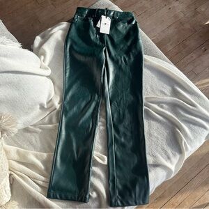 NWT 7 For All Mankind Forest Green Vegan Leather Pants